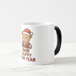 Caneca Mágica Adesivo de Urso Teddy Fofo Papai Noel Ano Novo Fel