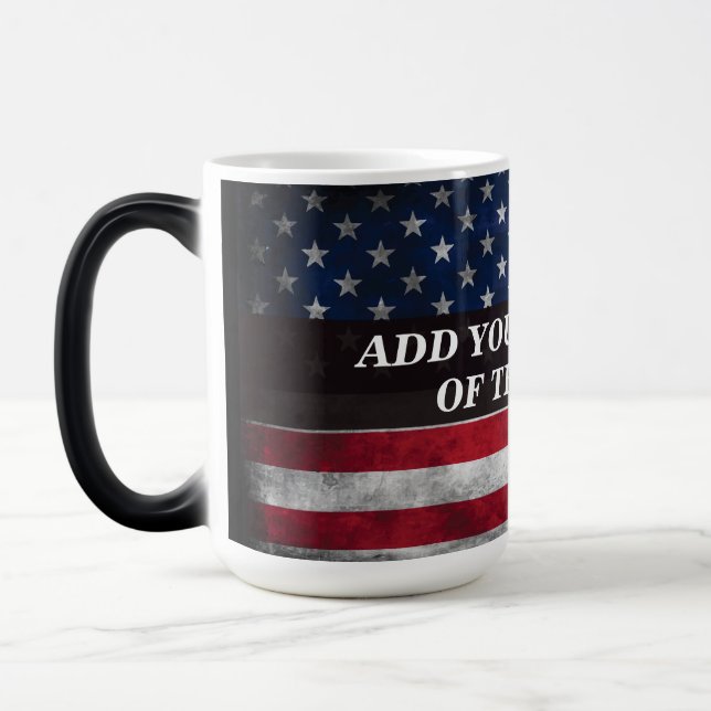 Caneca Mágica Adicione seu texto ao sinalizador americano (Esquerda)