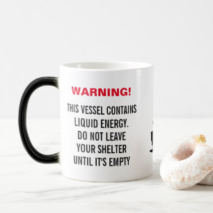 Caneca Mágica Advertência sobre energia líquida personalizável e