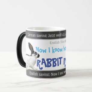 Caneca Mágica Agora eu sei como o coelho corre - bobo alemão!