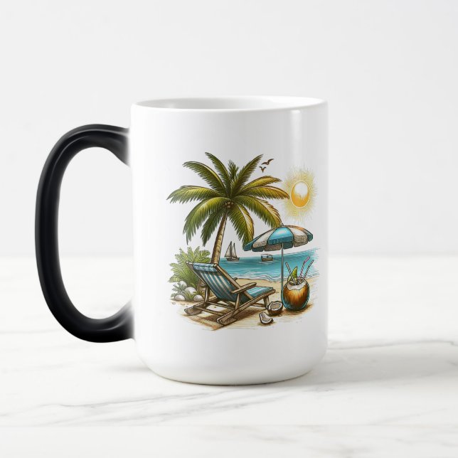 Caneca Mágica Amante de praia Morphing Grande (Esquerda)