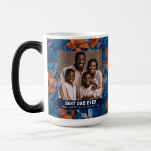 Caneca Mágica Amaryllis Azul Floral Melhor Pai Gato Retro