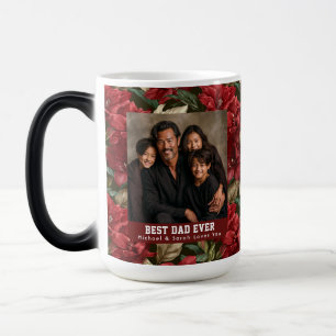 Caneca Mágica Amaryllis Vermelha Textura Melhor Pai Gato Retro
