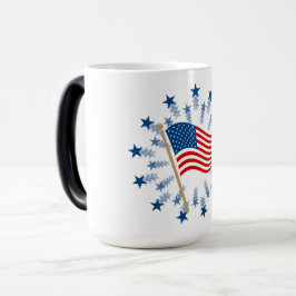 Caneca Mágica American Flag Starburst Fireworks 4 de julho