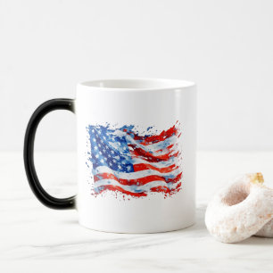 Caneca Mágica American Flag USA Watercolor 4 de julho