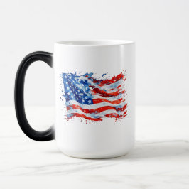 Caneca Mágica American Flag USA Watercolor 4 de julho