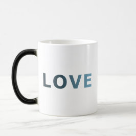 Caneca Mágica AMOR em Azul Ciano Cor Pastel Ombre