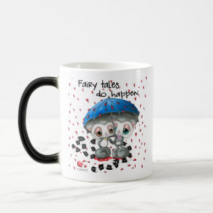 Caneca Mágica Amor sob o Guarda-Chuva - Casal de Lêmures Fofo