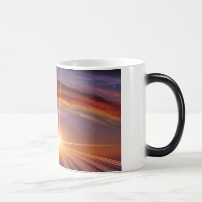 Caneca Mágica Anéis Planetas Arte Espacial Cósmica Sunset (Direita)