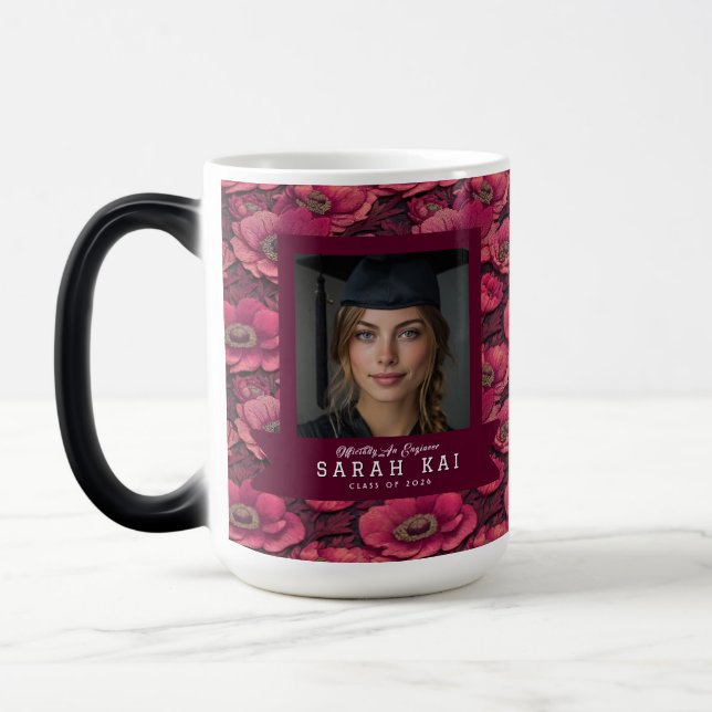 Caneca Mágica Anêmonas Clássicas Florais Graduada Faculdade (Esquerda)