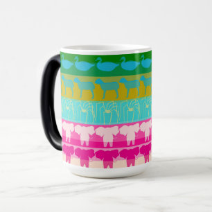 Caneca Mágica Animais Coloridos Retroativos Padrão Moderno de S