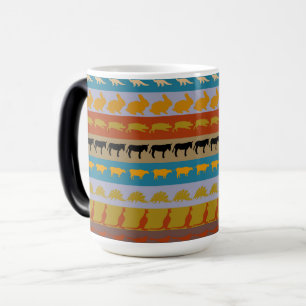Caneca Mágica Animais Coloridos Retroativos Padrão Moderno de S