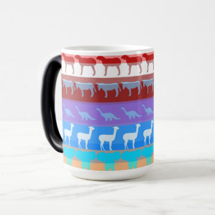 Caneca Mágica Animais Coloridos Retroativos Padrão Moderno de S