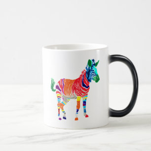 Caneca Mágica Animais Zebra Arco-íris Padrão Monogramado Festa
