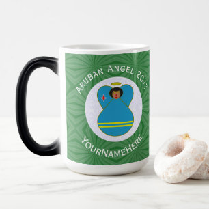 Caneca Mágica Anjo da Bandeira de Aruba Natal Personalizado