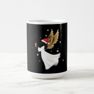 Caneca Mágica Anjo de Natal Preto Elegante com Asas Douradas