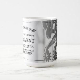 Caneca Mágica Anúncio de aposentadoria com esporas velhas