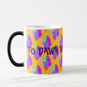 Caneca Mágica Ao amanhecer com o amor do pequeno padrão amarelo