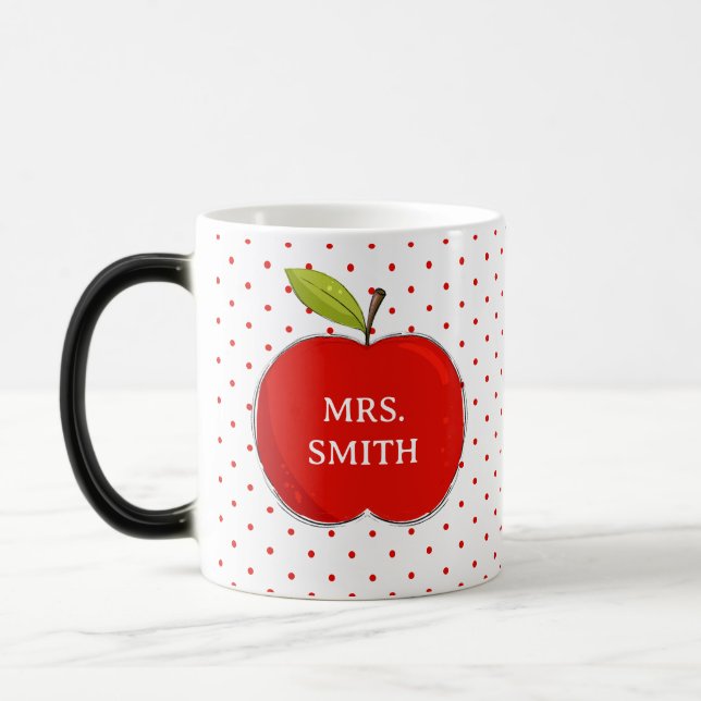 Caneca Mágica Apple Teacher Gift Mug | Cute Polka Dot Teacher (Esquerda)