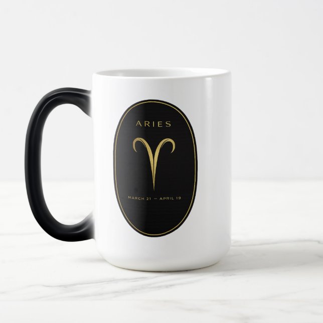 Caneca Mágica Aries Zodiac Mug – Black & Gold Luxury Emblem | Bl (Esquerda)