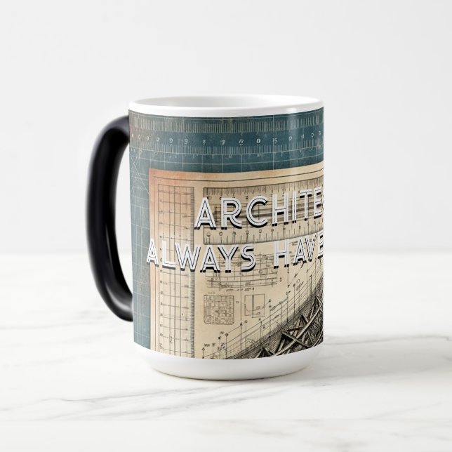Caneca Mágica Arquitetos sempre têm um plano, presente para arqu (Frente Esquerda)