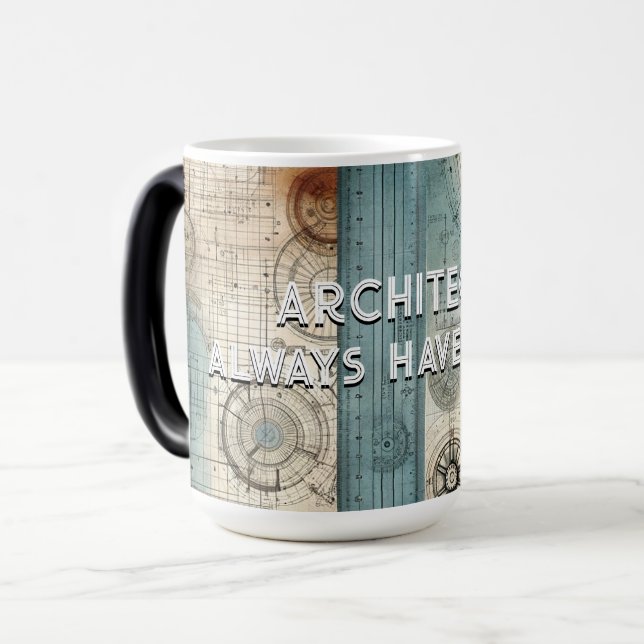 Caneca Mágica Arquitetos sempre têm um plano, presente para arqu (Frente Esquerda)