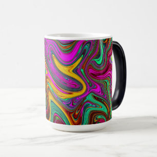 Caneca Mágica Arte Abstrata Rosa Quente Marmorizada e Verde Espu