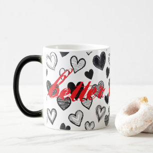 Caneca Mágica Arte caprichosa de doodle "Melhor Juntos" Desenhad