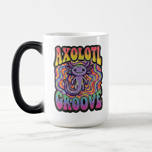Caneca Mágica Arte de Chuva de Cores Retro Groovy Hippie Axolote