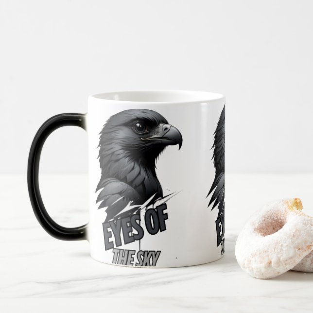 Caneca Mágica Arte de Linha de Águia de Cinza Negra (Com Donut)