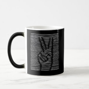 Caneca Mágica Arte de Linha de Mão da Paz Desenho