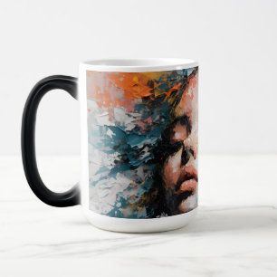 Caneca Mágica Arte de Parede de Retrato de Mulher Floral Abstrat