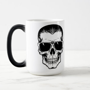 Caneca Mágica Arte de Tatuagem Flash Caveira de Óculos de Sol
