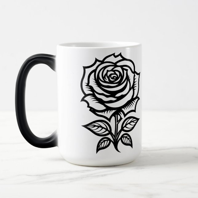 Caneca Mágica Arte de Tatuagem Flash Rosa Simples (Esquerda)