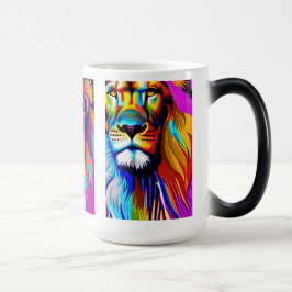 Caneca Mágica Arte Digital de Leões Coloridos