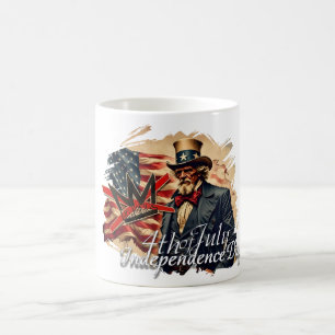 Caneca Mágica Arte do Dia da Independência do Tio Sam Sem Reis