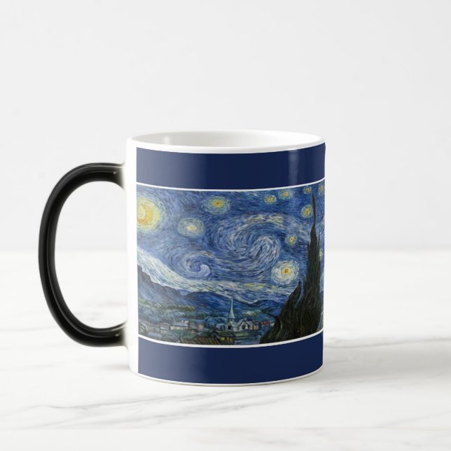 Caneca Mágica Arte Gráfica e Aquarela Starry Night Van Gogh Art (Esquerda)