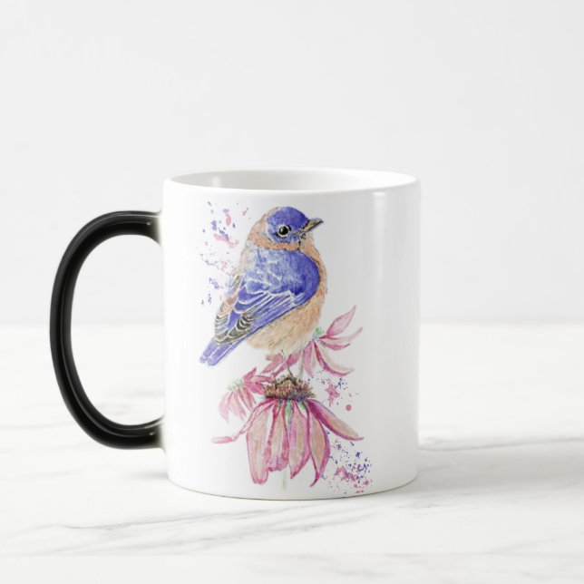 Caneca Mágica Arte Gráfica e Arte do Pássaro-do-Pássaro Bluebird (Esquerda)