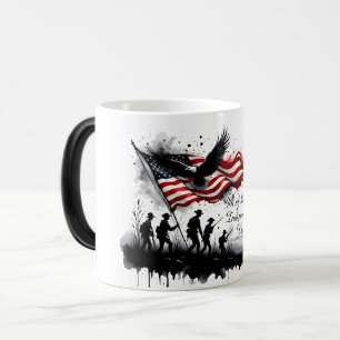 Caneca Mágica Arte Patriótica de 4 de Julho com Bandeira e Solda