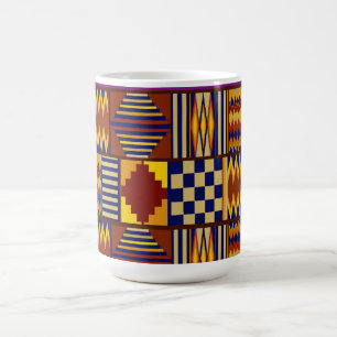 Caneca Mágica Arte Popular Tribal - Amarelo Azul-Marinho Ferruge