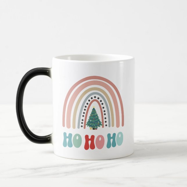 Caneca Mágica Árvore arco-íris de Natal com hohoho (Esquerda)