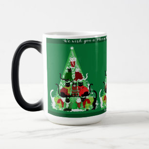 Caneca Mágica Árvore de Natal Gato, Natal Verde