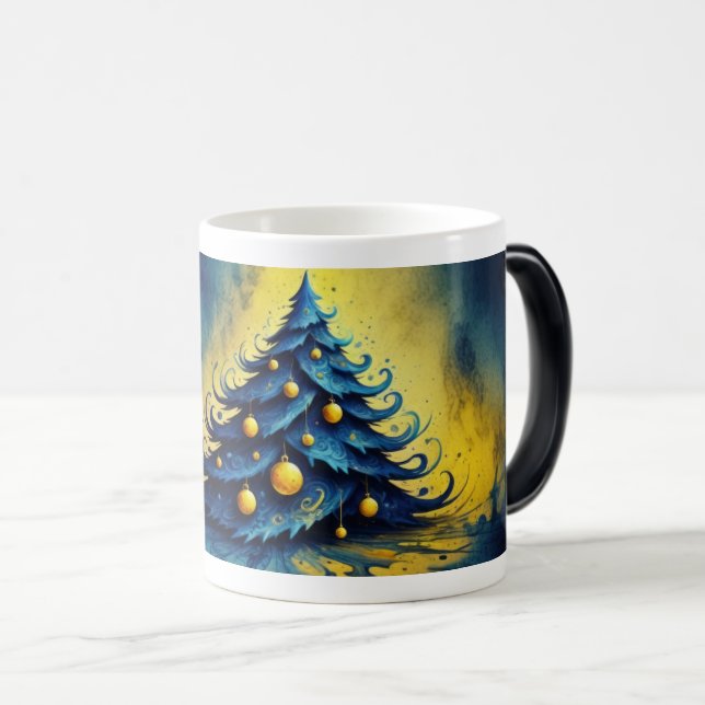 Caneca Mágica Árvore Noturna de Natal de Santa (Frente Esquerda)