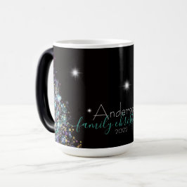 Caneca Mágica Árvore pastel de Natal da família personalizada