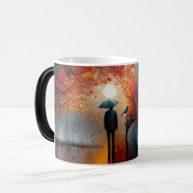 Caneca Mágica 🍂 ☕ 🌧️ "Autumn Serenity" ☔ 🎨 (Frente Esquerda)