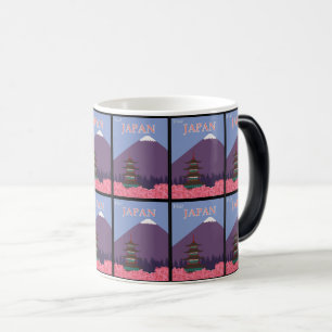 Caneca Mágica Aventura Vintage no Japão: Monte Fuji e Blossomas