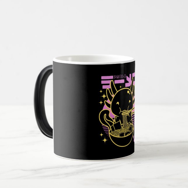 Caneca Mágica Axolotl ramen sunset neon (Frente Esquerda)