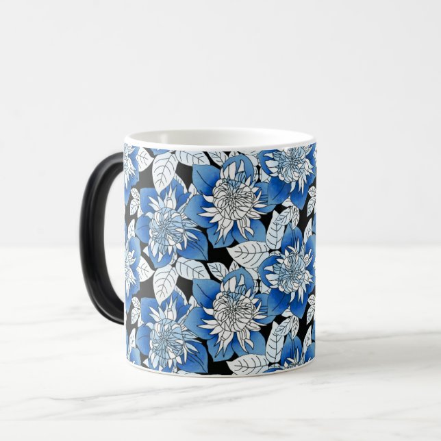 Caneca Mágica Azul e White Floral Garden Bliss (Frente Esquerda)