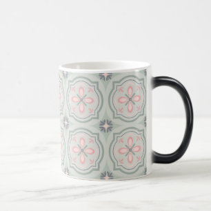 Caneca Mágica Azulejos Florais Verde Pastel