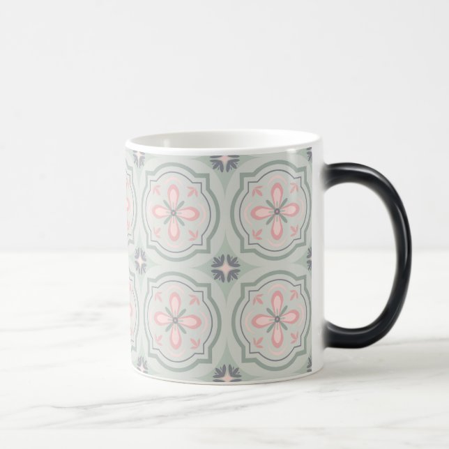 Caneca Mágica Azulejos Florais Verde Pastel (Direita)